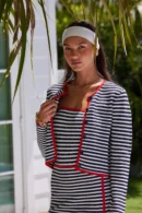 Agentlx Navy Stripe Red Trim Knit Set