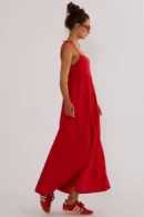 Agentlx Red Tie-Strap Midi Dress