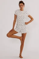 Agentlx Cherry Print Ruffle Lounge Set