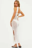 Agentlx White Crochet Knit Maxi Dress