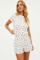 Agentlx Cherry Print Ruffle Lounge Set