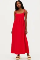 Agentlx Red Tie-Strap Midi Dress