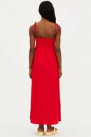 Agentlx Red Tie-Strap Midi Dress