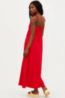 Agentlx Red Tie-Strap Midi Dress