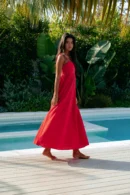 Agentlx Red Tie-Strap Midi Dress