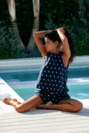 Agentlx Navy Polka Dot Lounge Set