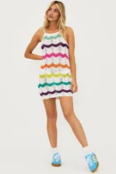 Agentlx Crochet Stripe Midi Dress