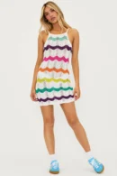 Agentlx Crochet Stripe Midi Dress