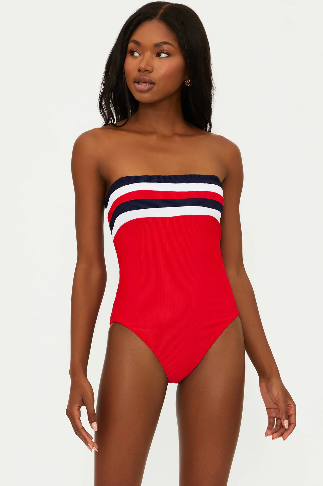 Strapless Striped One-Piece Swimsuit