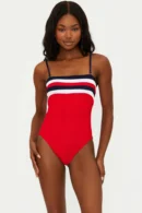Strapless Striped One-Piece Swimsuit