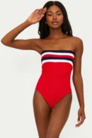 Strapless Striped One-Piece Swimsuit