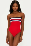 Strapless Striped One-Piece Swimsuit