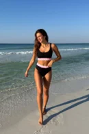 Scalloped Trim High-Waisted Bikini Set