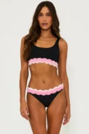 Scalloped Trim High-Waisted Bikini Set