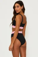Scalloped Trim High-Waisted Bikini Set